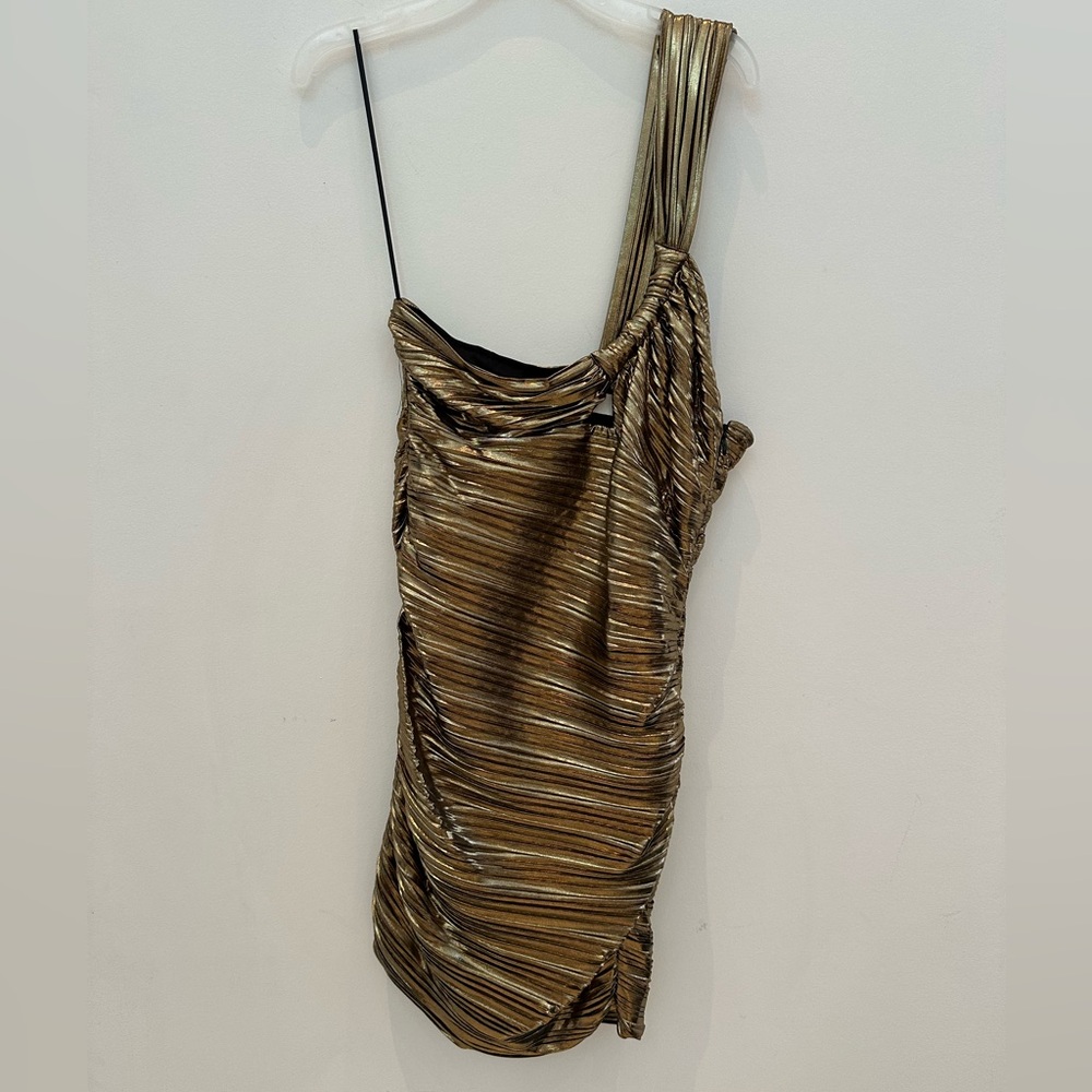 Astr Metallic One Shoulder Dress